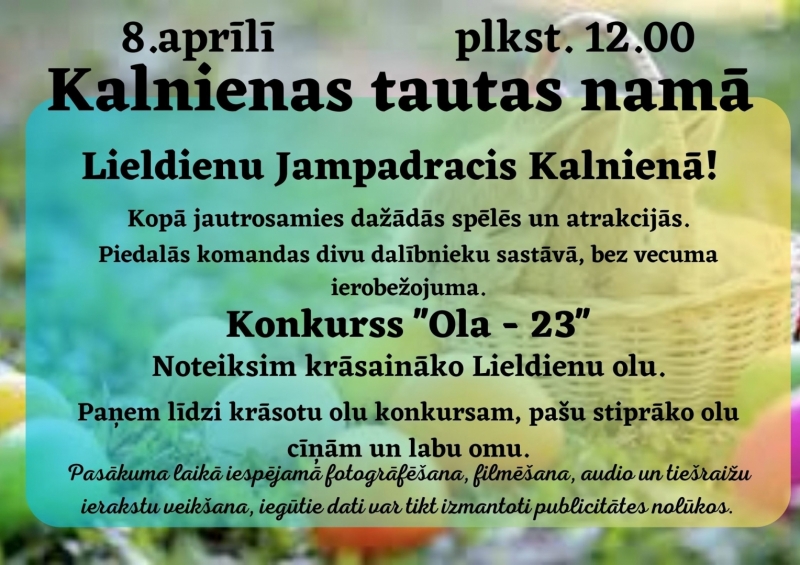 Lieldienas Kalnienā 8. aprīlī