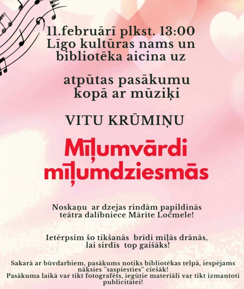 Atpūtas pasākums ar Vitu Krūmiņu Līgo bibliotēkā
