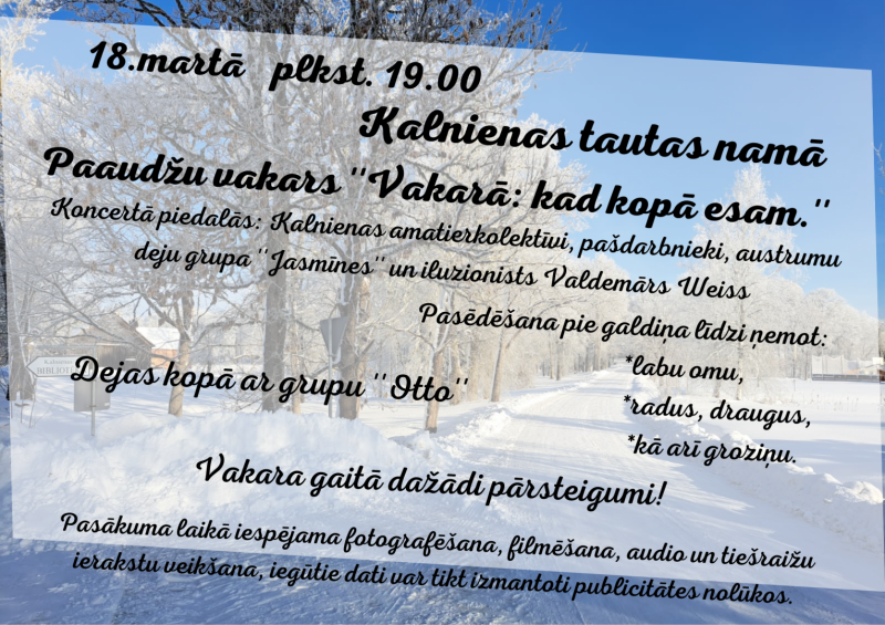 Paaudžu vakars Kalnienā 18. martā