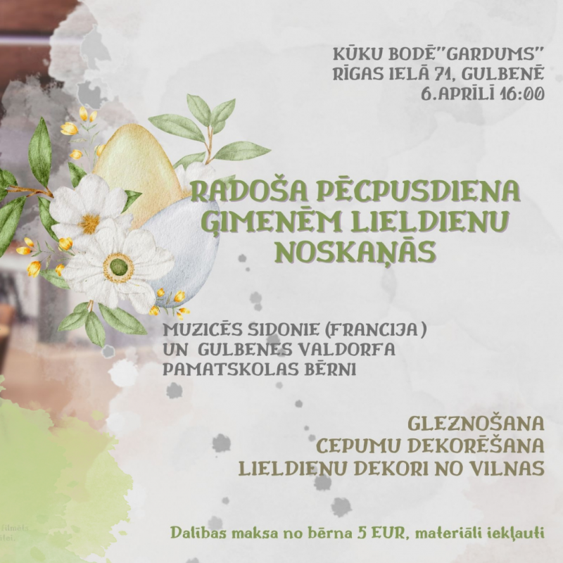 Afiša: radošā pēcpusdiena Lieldienu noskaņās kūku bodē Gulbenē