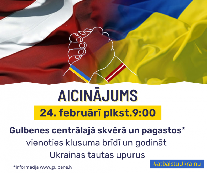 Attēls: klusuma brīdis Ukrainai 24.02.