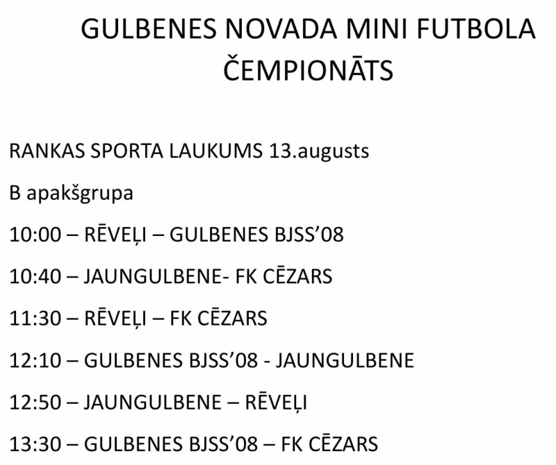 B grupas kalendārs