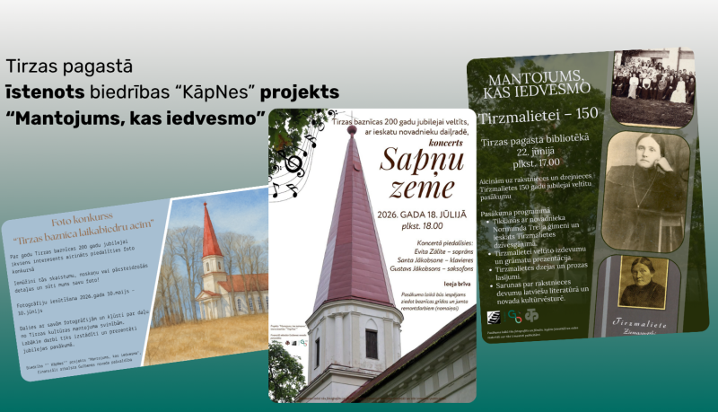 Attēls: Tirzas pagastā īstenots biedrības “KāpNes” projekts “Mantojums, kas iedvesmo”2