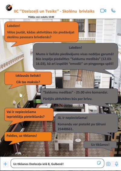 Afiša: Aktivitātes skolēnu brīvlaikās IIC "Dzelzceļš un Tvaiks"