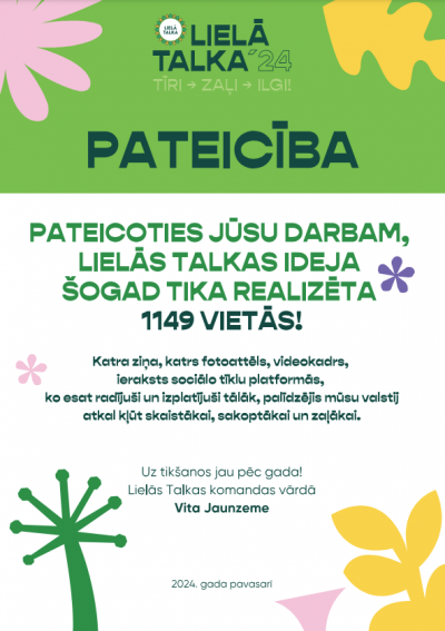 Attēls: Lielā Talka pateicība