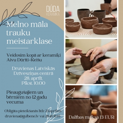 Afiša: Melno māla trauku meistarklase