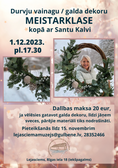 AfišaL Durvju vainagu/ galda dekoru meistarklase