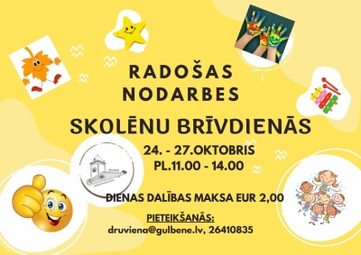 Afiša: Radošas nodarbes skolēnu brīvdienās
