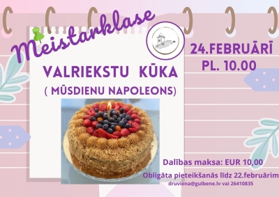 Afiša: Meistarklase "Valriekstu kūka" 