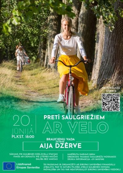 Afiša: Velobrauciens "Pretī saulgriežiem ar velo"