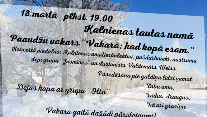 Paaudžu vakars Kalnienā 18. martā