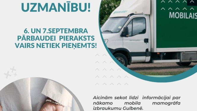 Mobila mamogrāfa vizītei vairs nevar pieteikties