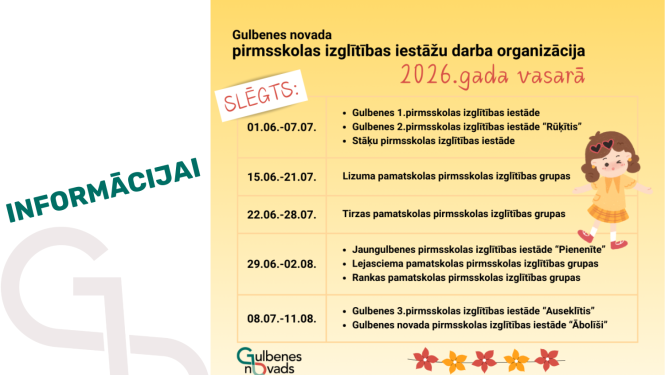 Attēls: Gulbenes novada pirmsskolas izglītības iestāžu darbu vasarā