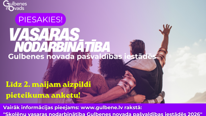 Vizuālis: sākusies pieteikšanās skolēnu vasaras nodarbinātībai 2026