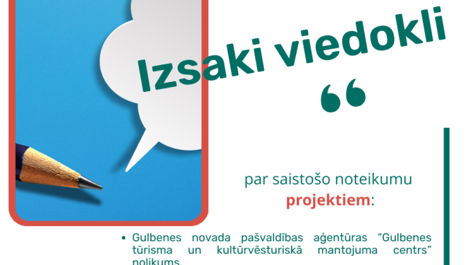Vizuālis: Viedokla izteikšana saistošajiem noteikumiem par tūrisma nolikumu
