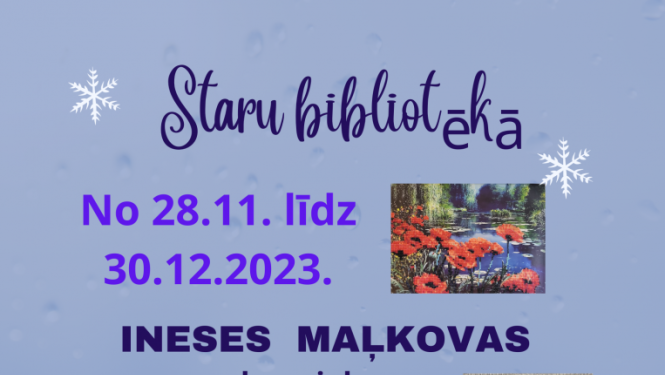 Staru bibliotēkā no 28.11.2023 līdz 30.12.2023. Ineses Maļkovas vaļasprieks- dimanta pērlīšu gleznu izstāde - “Mani pērļu pilāri”