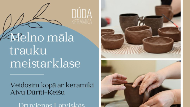 Afiša: Melno māla trauku meistarklase