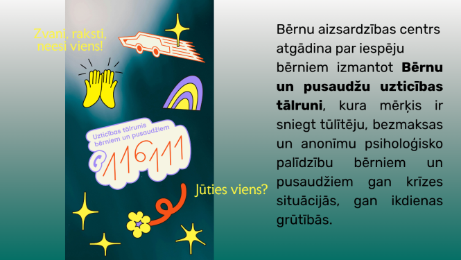 Attēls: bērnu un pusaudžu uzticības tālrunis