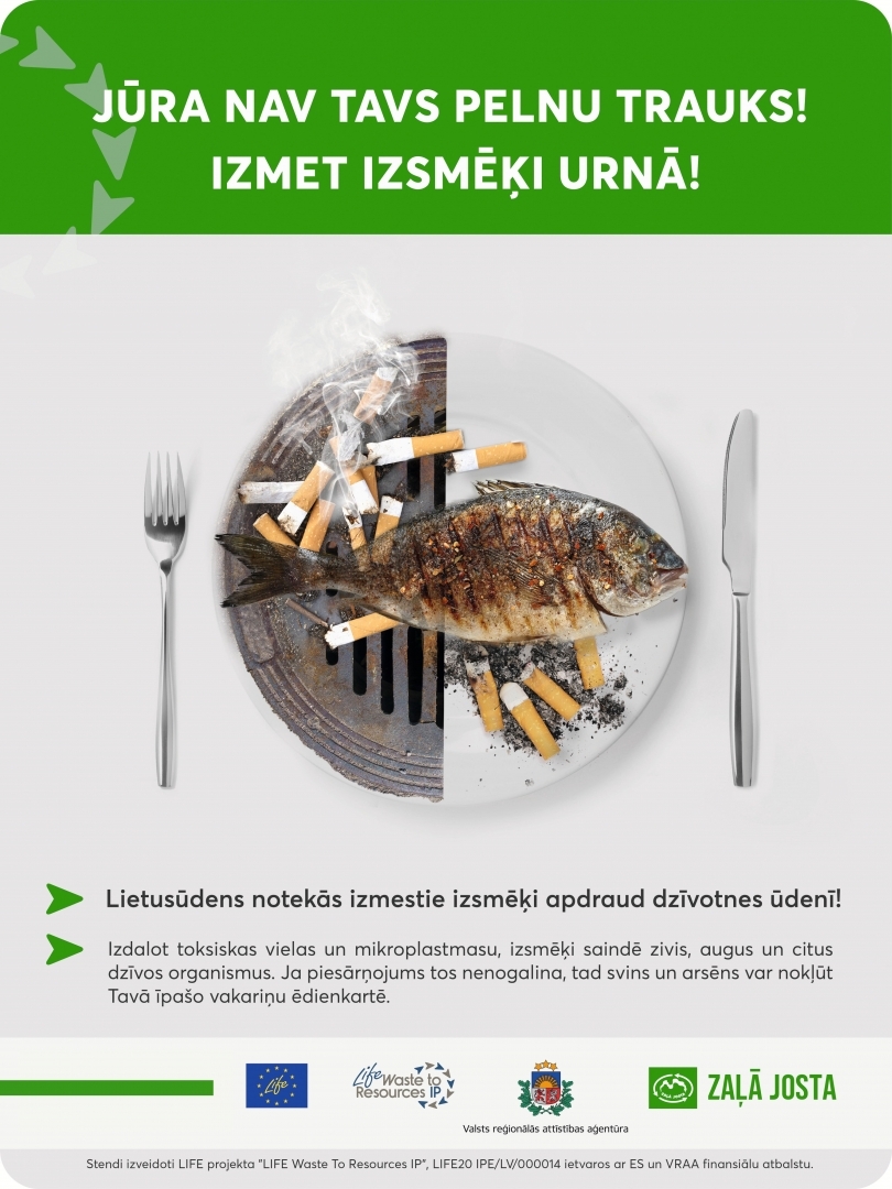 Informatīvais materiāls sabiedrības  izglītošanai par izsmēķu piesārņojumu