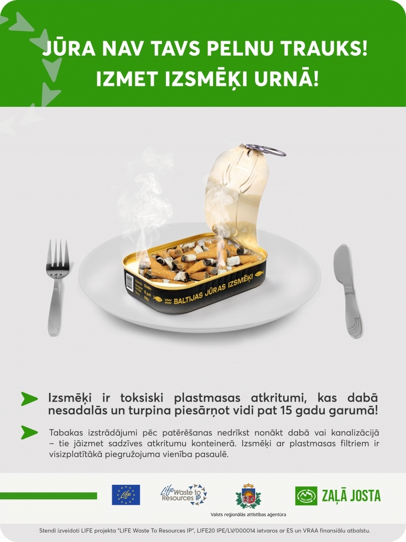 Informatīvais materiāls sabiedrības  izglītošanai par izsmēķu piesārņojumu