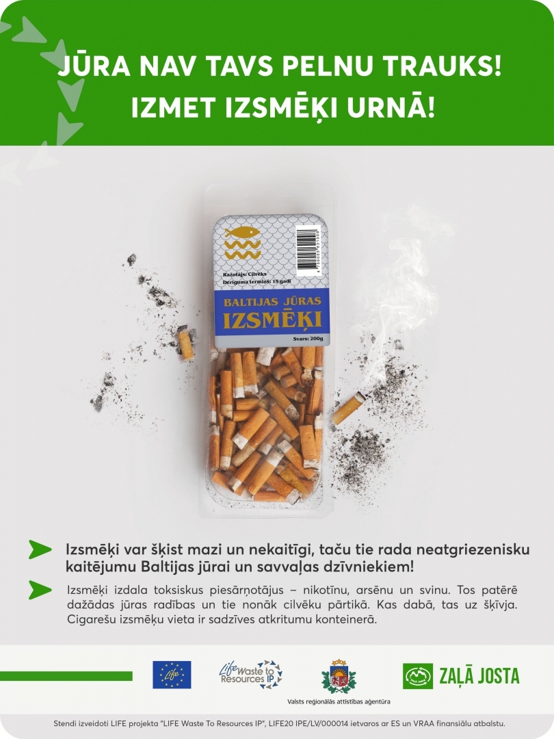 Informatīvais materiāls sabiedrības  izglītošanai par izsmēķu piesārņojumu