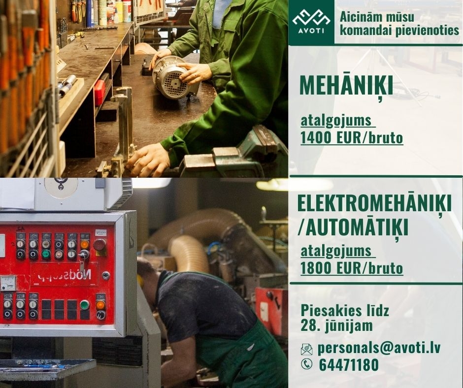 Vakance mehāniķim un elektromehāniķim Lizumā