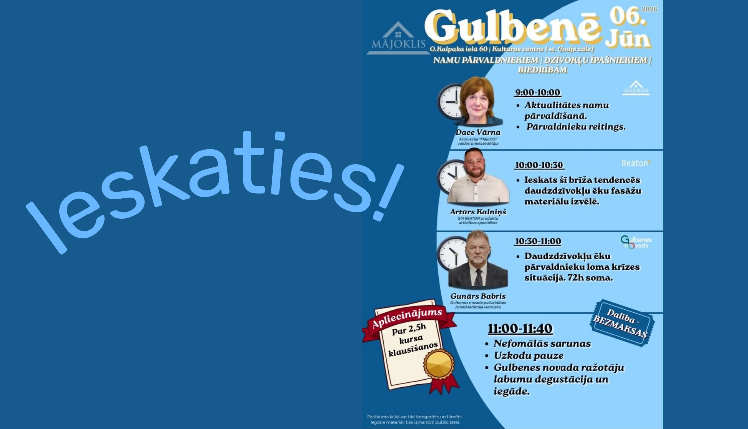 Attēls: Asociācija "Mājoklis" uz semināru Gulbenē aicina namu pārvaldniekus, dzīvokļu īpašniekus un biedrības!