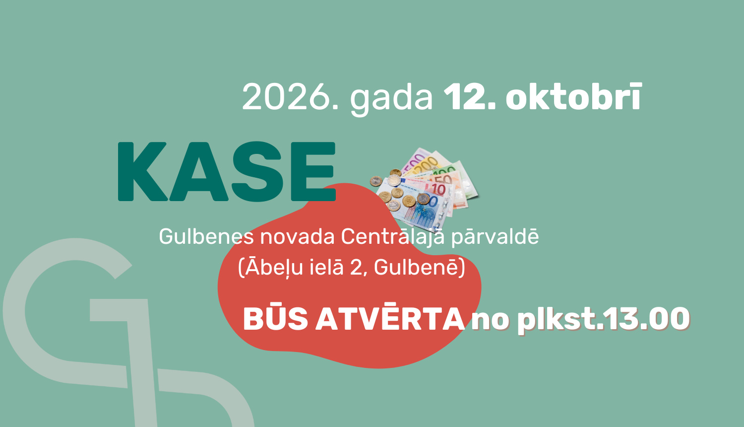 Attēls: kases atvērta 12. oktobrī no plkst.13.00