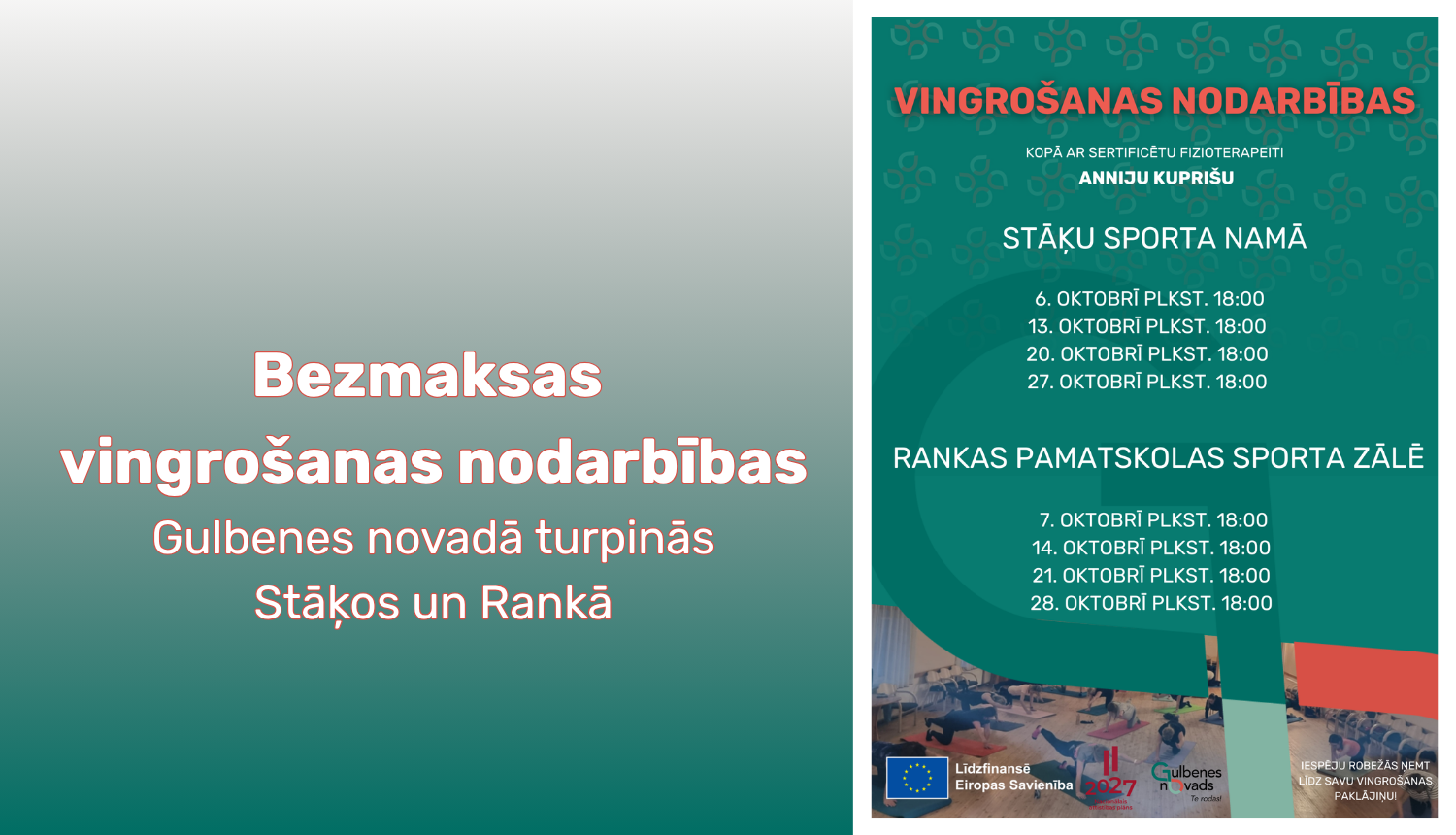 Attēls: Bezmaksas vingrošanas nodarbības Gulbenes novadā turpinās!