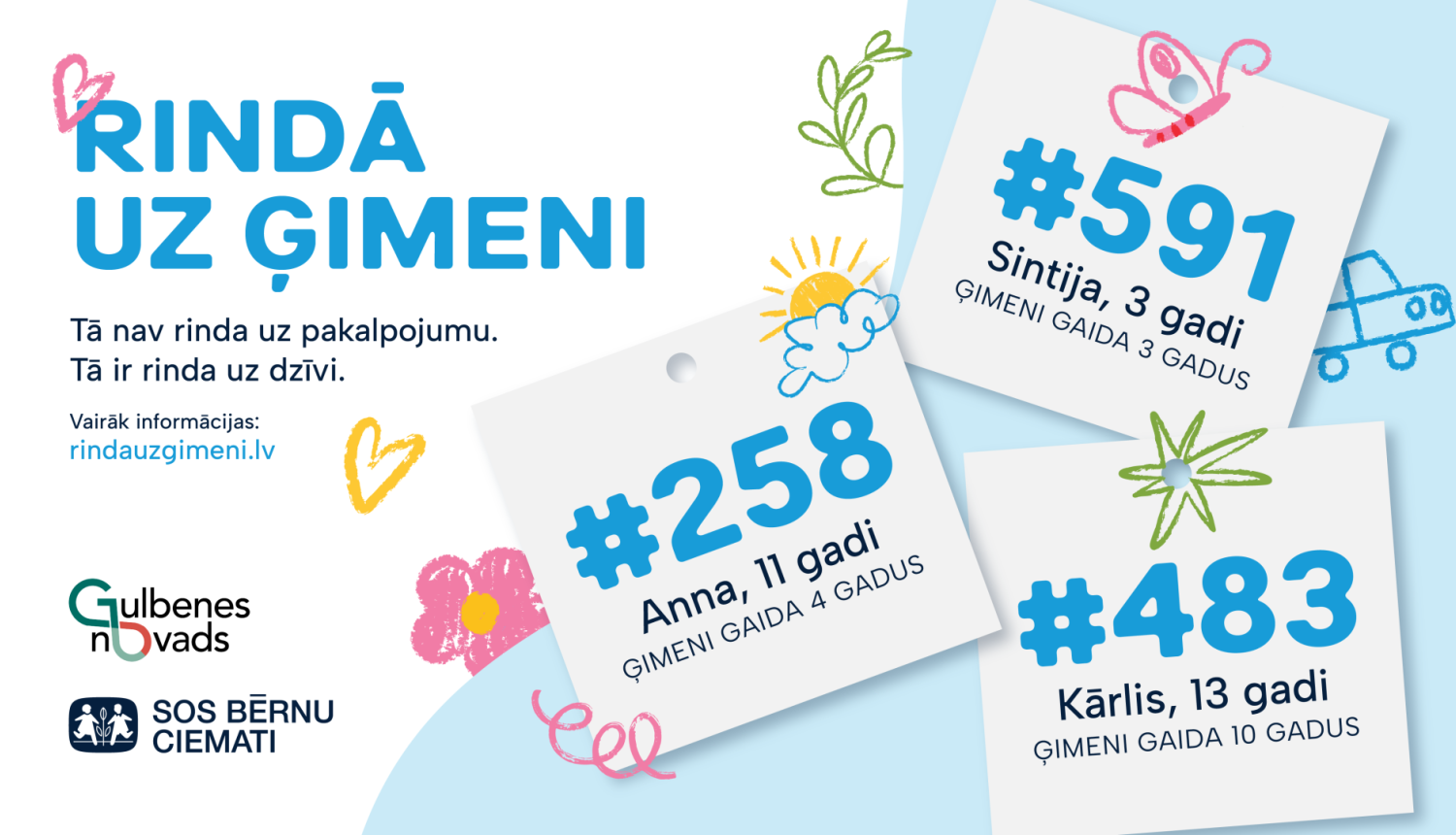 attēls: Vairāki simti bērni katru dienu gaida rindā uz ģimeni, Gulbenes novada iedzīvotājus aicina kļūt par aizbildņiem, adoptētājiem un audžuvecākiem 