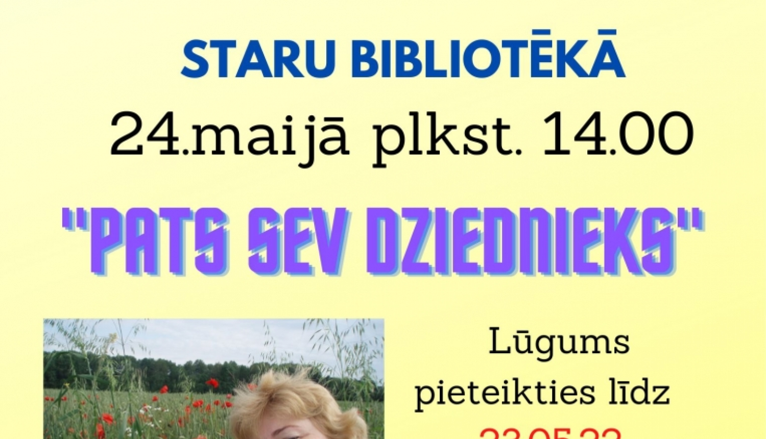 "Pats sev dziednieks" 24.maijā lekcija ar Melitu Svilpi