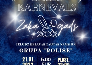 Afiša par balli karnevālu Beļavā