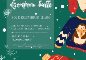 Afiša par Ziemassvētku džemperu balli Beļavā 30.12.