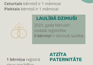 Gulbenes novada dzimtsarakstu nodaļas statistika par februāri, 2023