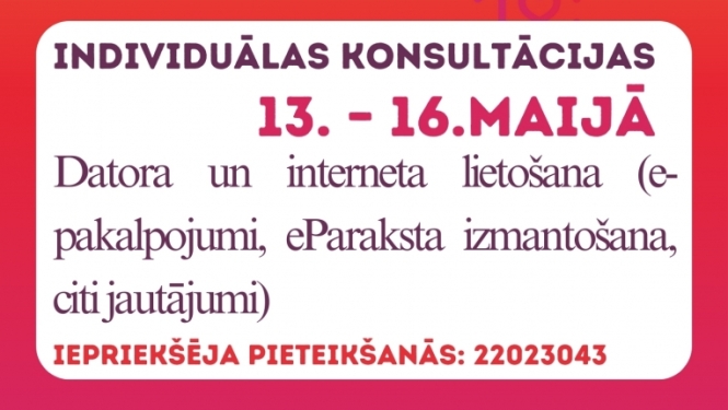 Attēls: Individuālas konsultācijas, datora un interneta lietošana