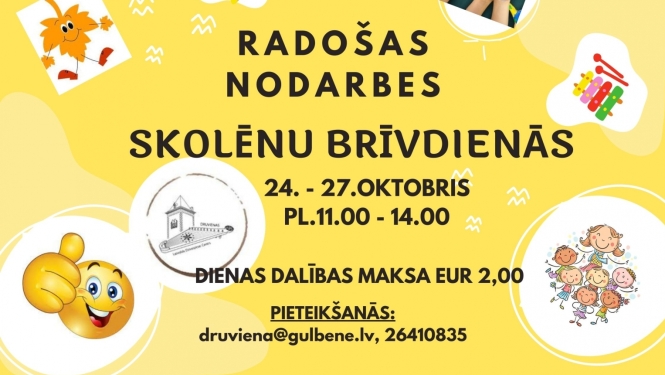 Afiša: Radošas nodarbes skolēnu brīvdienās