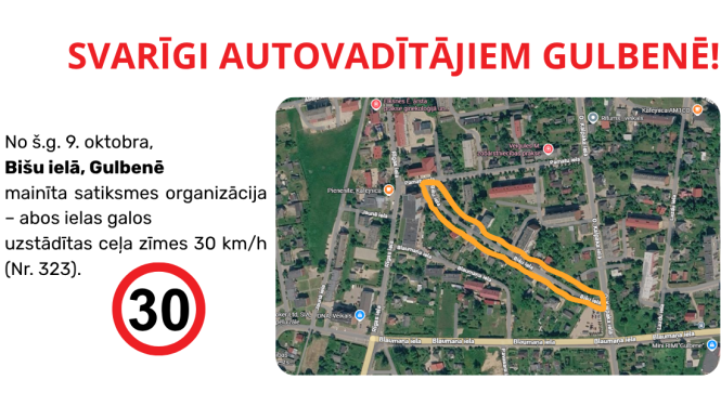 Attēls: SVARĪGI AUTOVADĪTĀJIEM GULBENĒ!