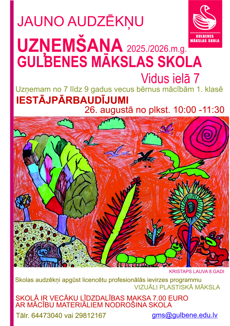 Attēls: iestājpārbaudījumi Gulbenes mākslas skolā 2025