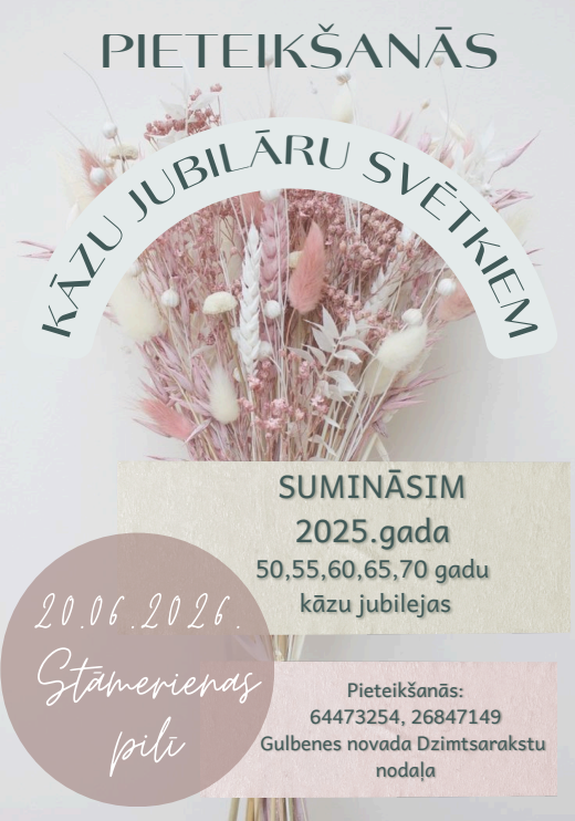 Attēls: aicina pieteikties kāzu jubilāru svētkiem 2026
