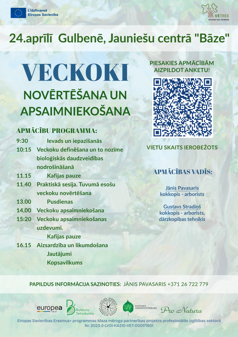 Attēls: Aicinam piedalīties vienas dienas apmācībās Veckoku novērtēšana un apsaimniekošana.