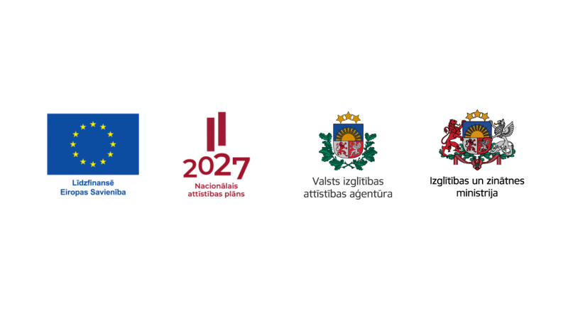 Logo: ESF + projekts Nr. 4.2.3.1/1/24/I/001 “Skola ‒ kopienā”