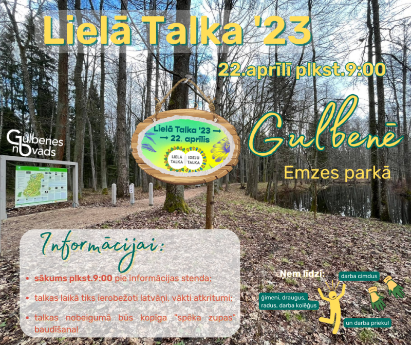 Afiša: Lielā Talka 2023 Gulbenē šogad Emzes parkā