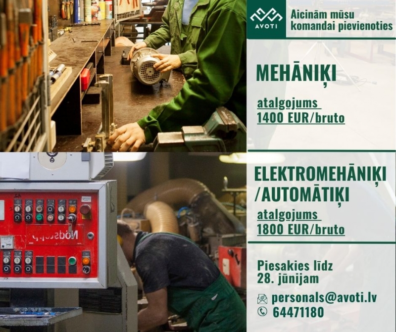 Vakance mehāniķim un elektromehāniķim Lizumā