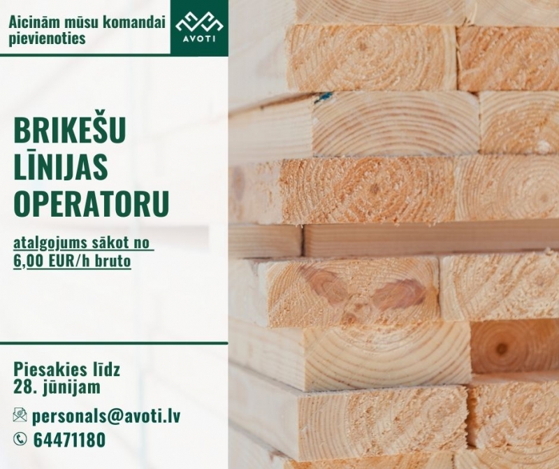 Vakance brikešu līnijas operators Lizumā