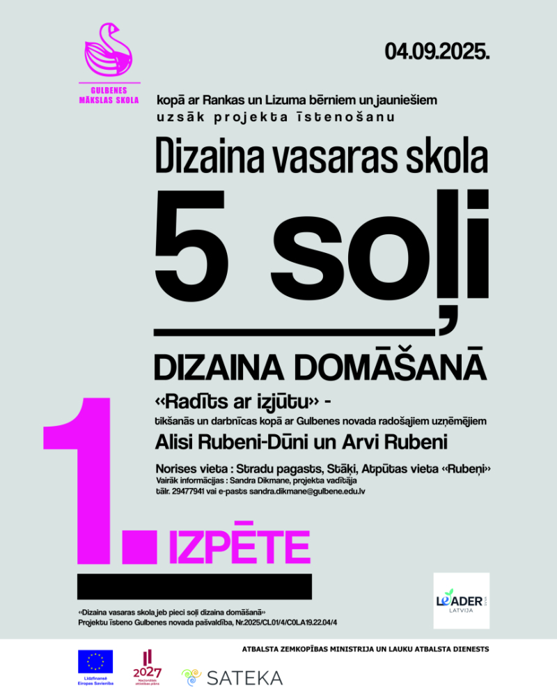Attēls: Gulbenes Mākslas skola uzsāk projekta “Dizaina vasaras skola jeb pieci soļi dizaina domāšanā” īstenošanu