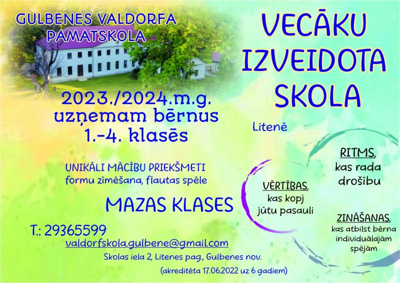 Attēls: Valdorfa skola uzņem audzēkņus