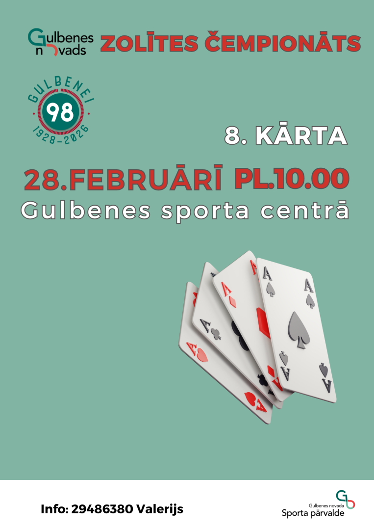 Attēls: 28. februārī 10.00 Gulbenes sporta centrā Gulbenes novada zolītes čempionāta noslēdzošais 8. posms