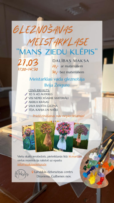 Afiša: Meistarklase "Mans ziedu klēpis"