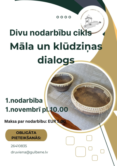 Afiša: Nodarbību cikla "Māla un klūdziņas dialogs" pirmā nodarbība "Māla trauka izgatavošana"