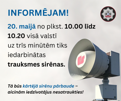 Attēls: 20. maijā visā valstī tiks iedarbinātas trauksmes sirēnas 
